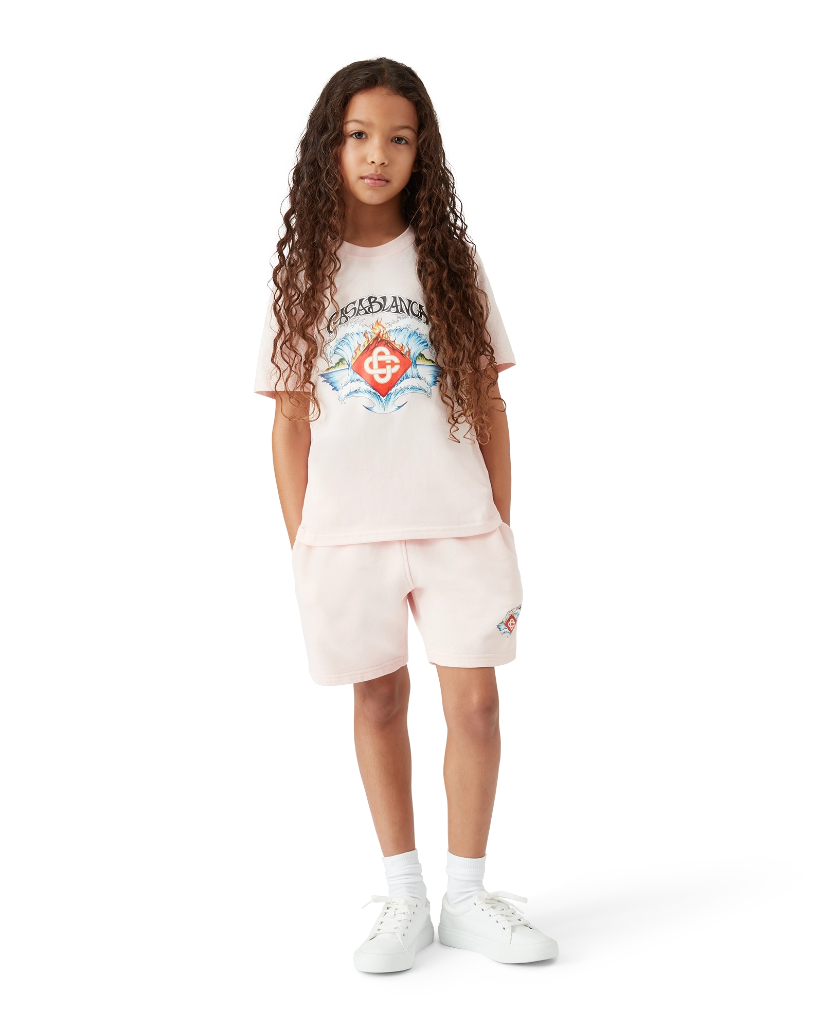 Casablanca Waves t-shirt bimbo rosa maniche corte