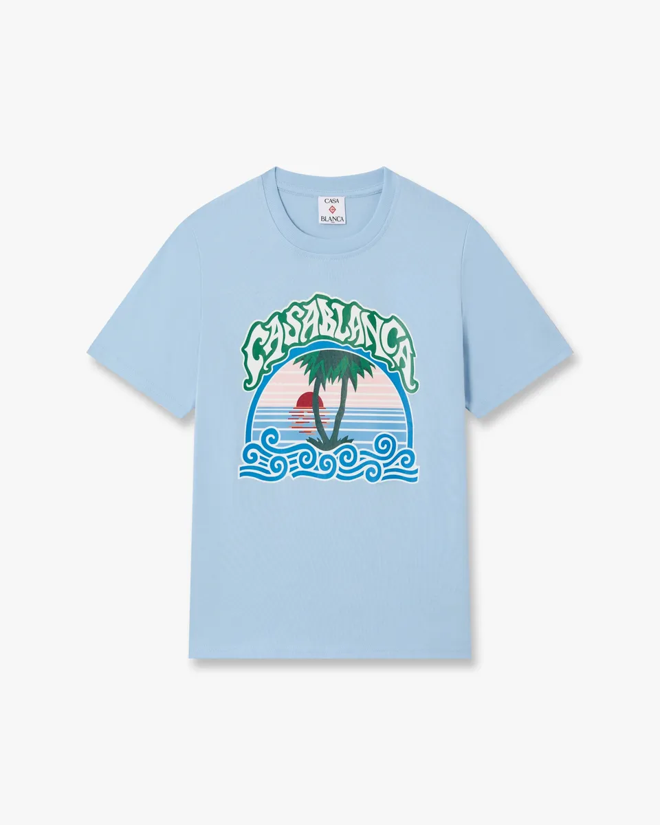 Casablanca Palm Tree maglietta bambino blu cotone bio