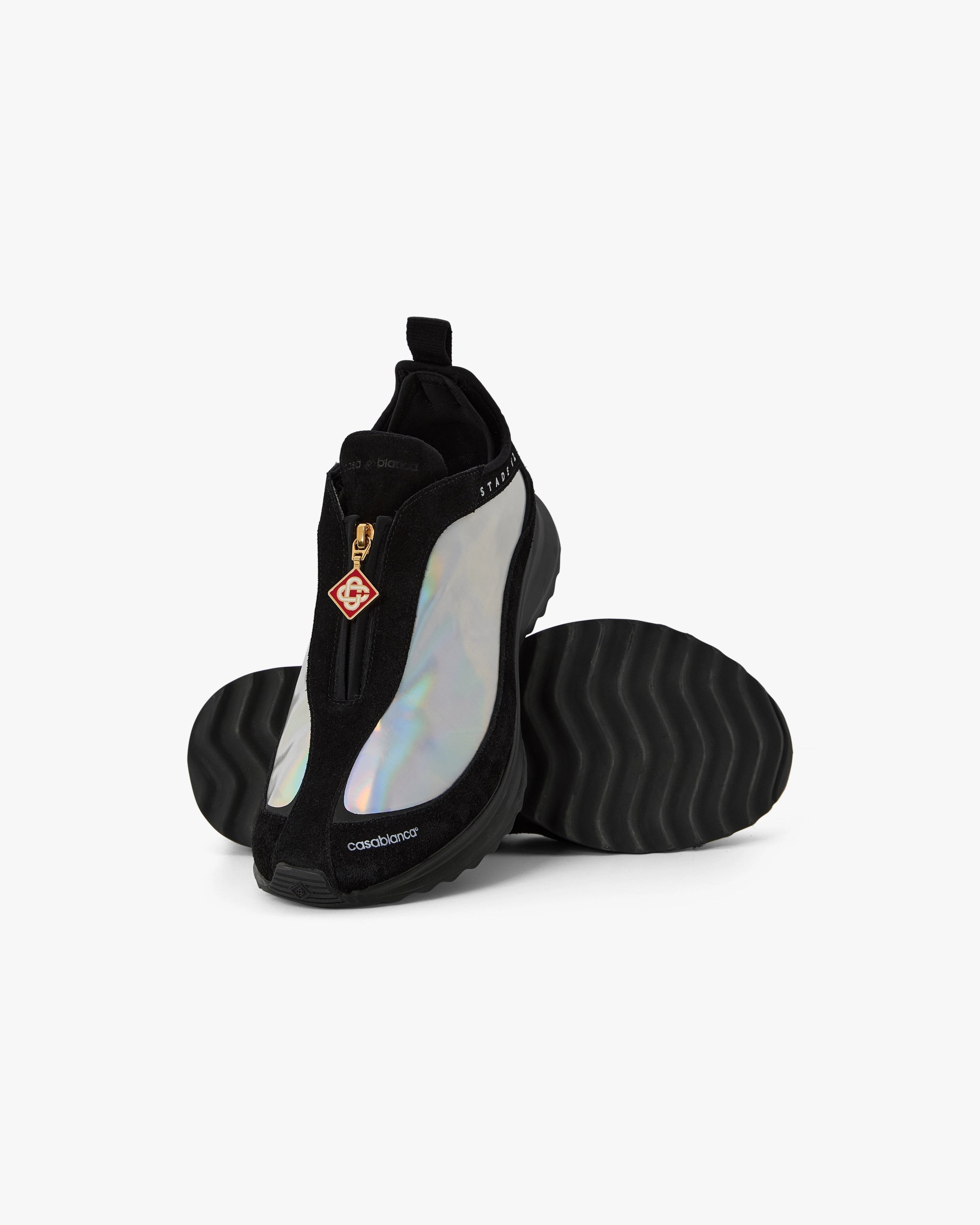 Casablanca Stade Zip sneakers nere argento pelle