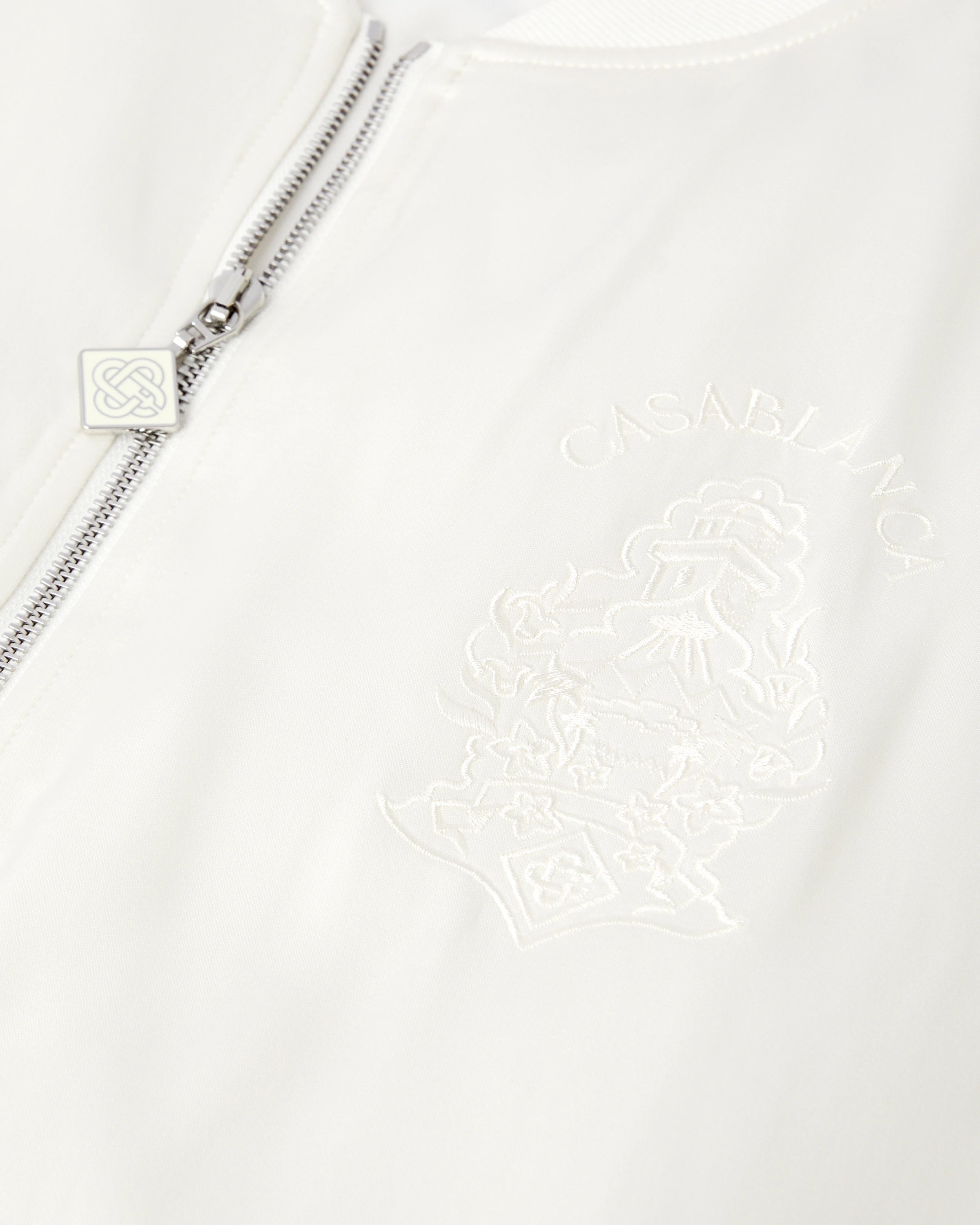 Casablanca Hotel Emblem Bomber Satin Panna Ricamato