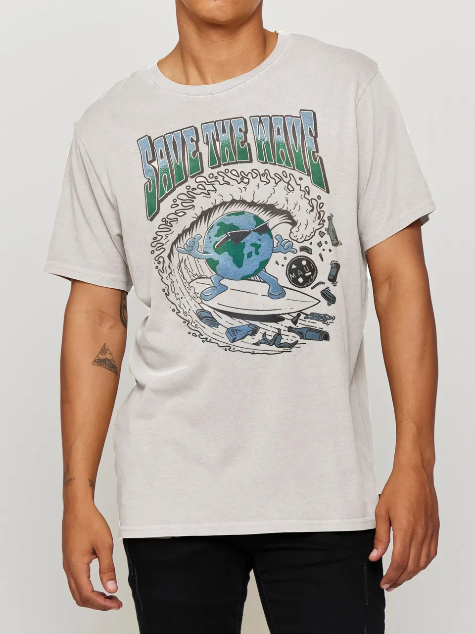 Maui and Sons Save the Wave T-Shirt maglietta bianca cotone