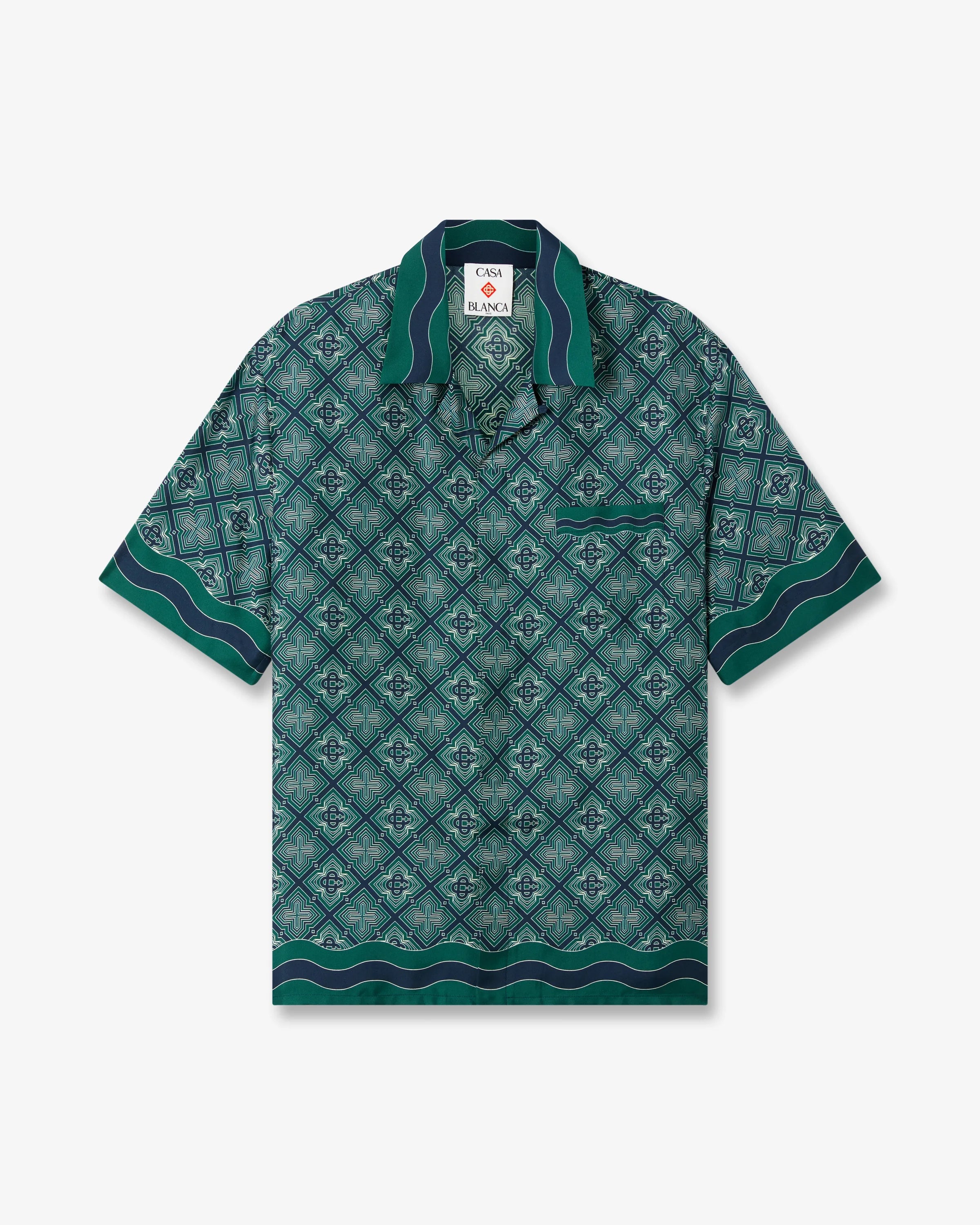Casablanca Radiating Monogram camicia seta verde