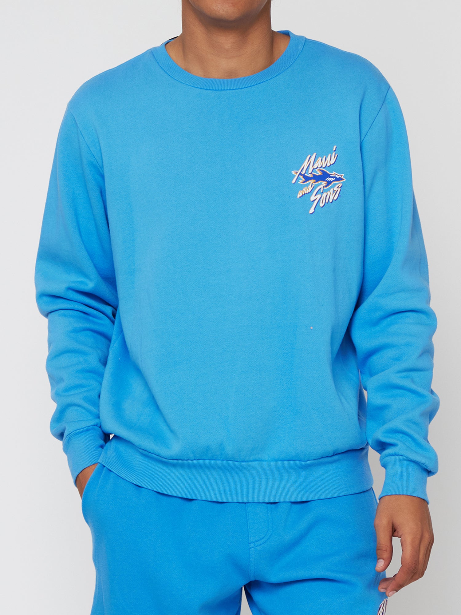 Maui and Sons Trail Blazer felpa girocollo cotone blu