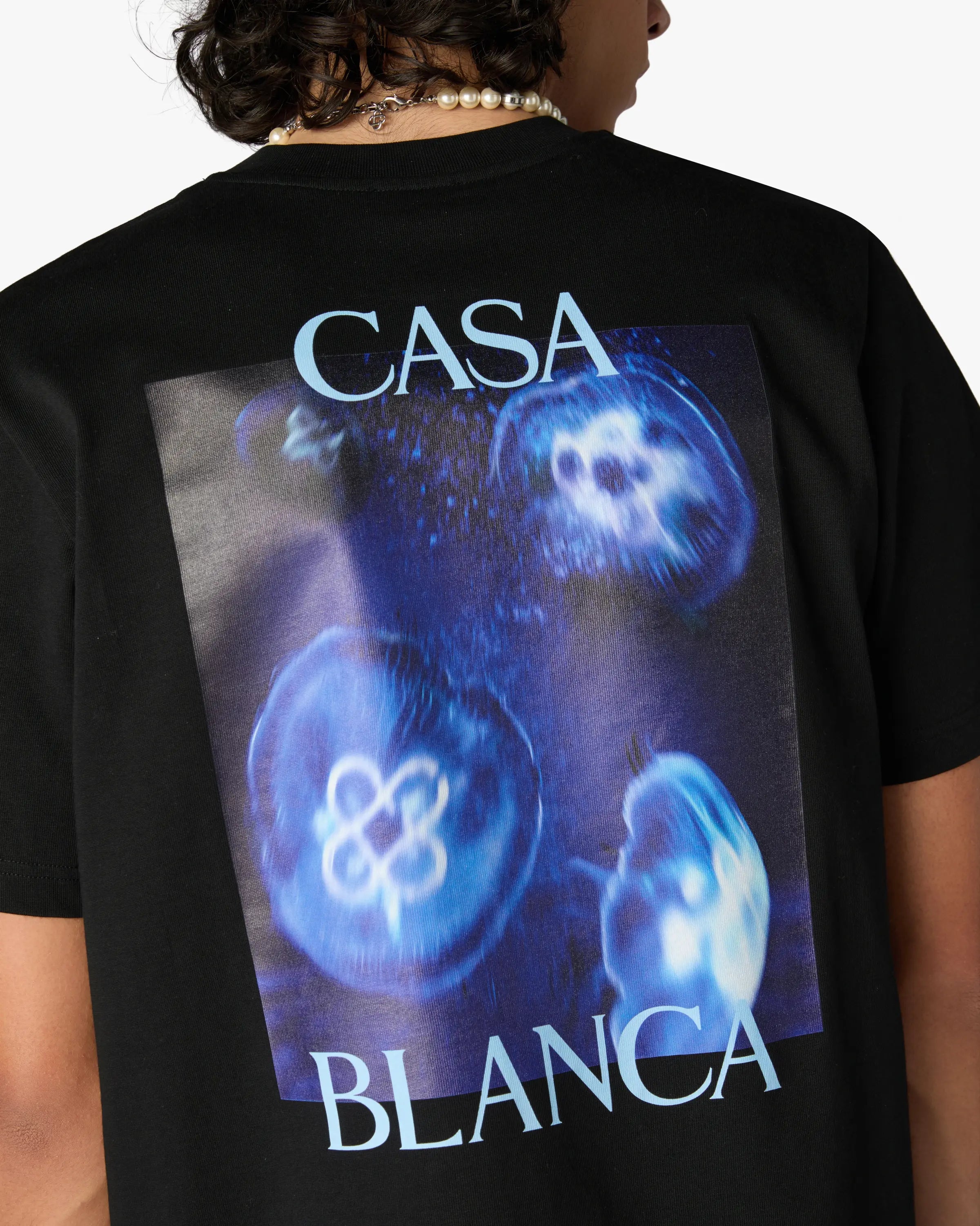 Casablanca Meduse T-Shirt Nera Uomo Cotone Organico