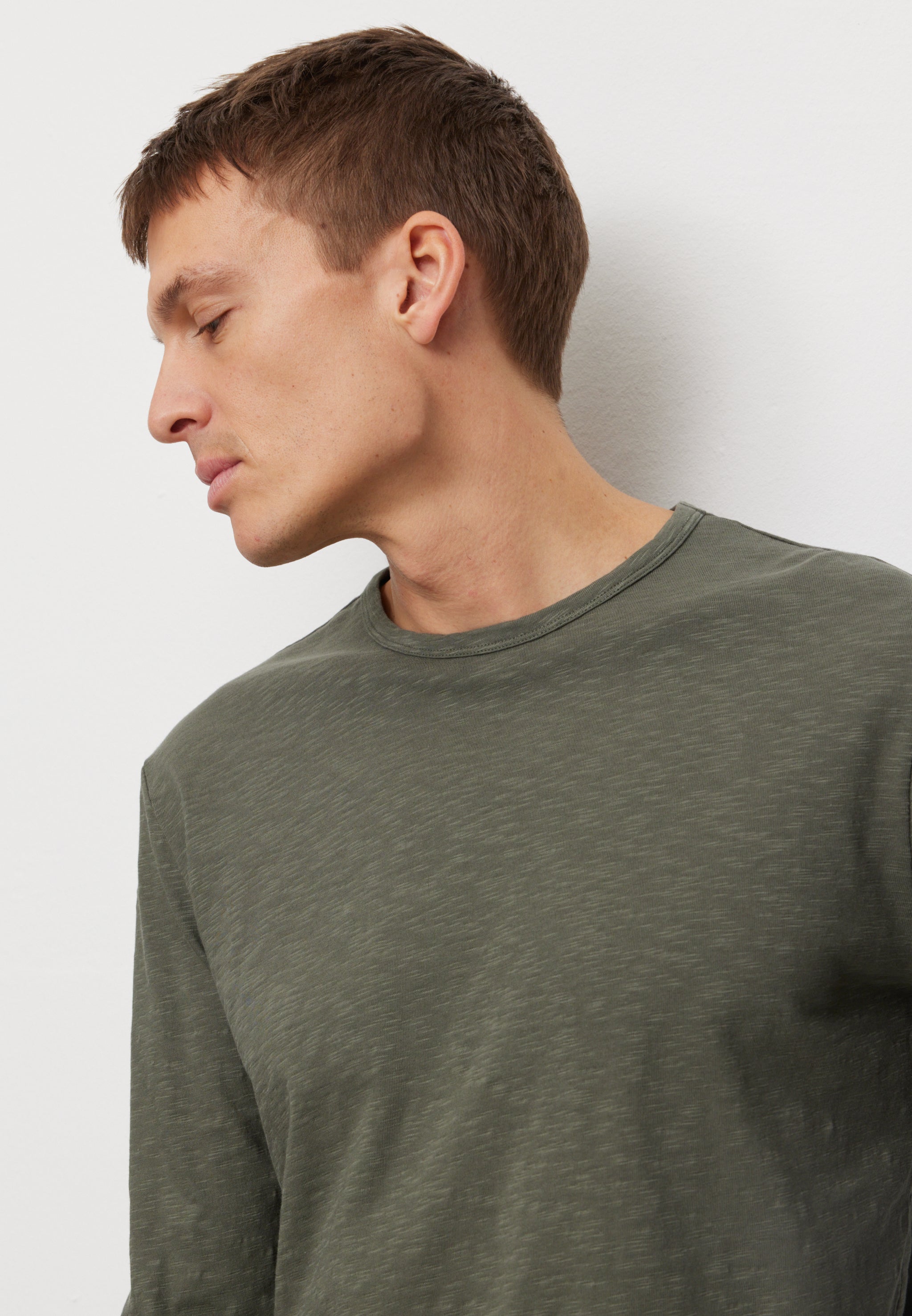 Recolution MACA maglia maniche lunghe kaki scuro cotone bio
