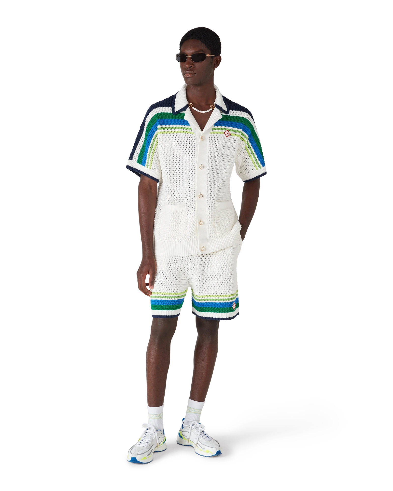 Casablanca Stripe Knitted shorts bianchi uomo