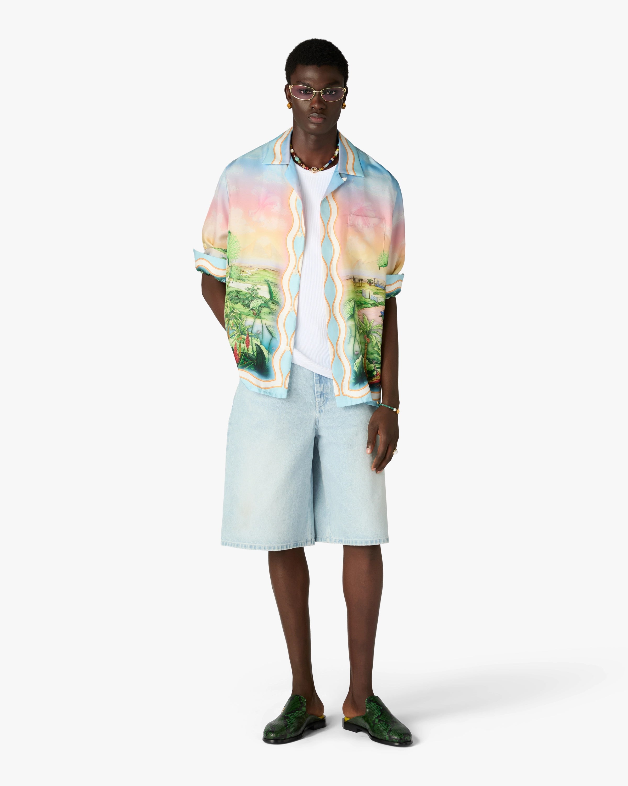 Casablanca Tennis Club camicia seta multicolor uomo