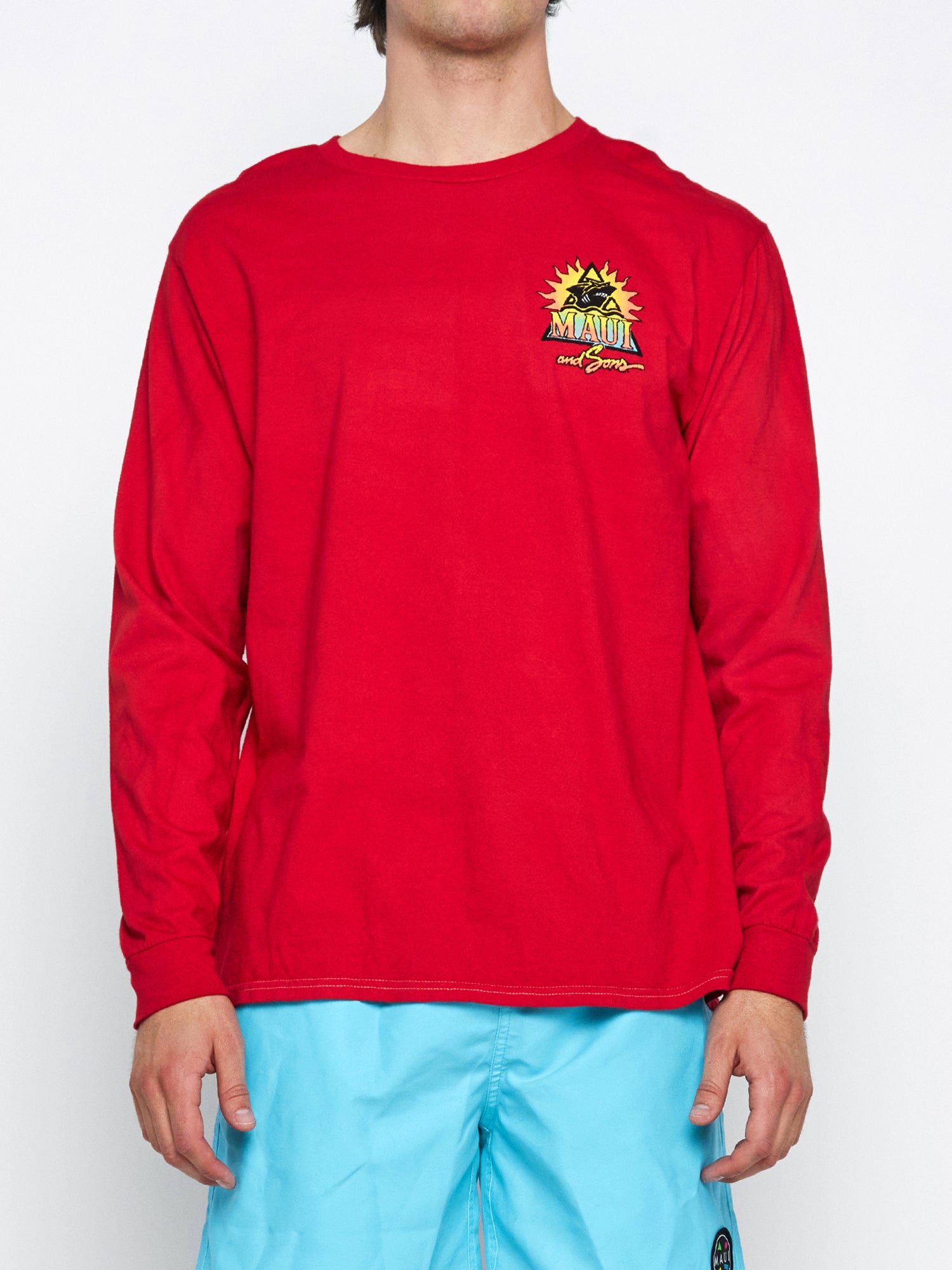 Maui and Sons Bright Shark maglia manica lunga rossa cotone
