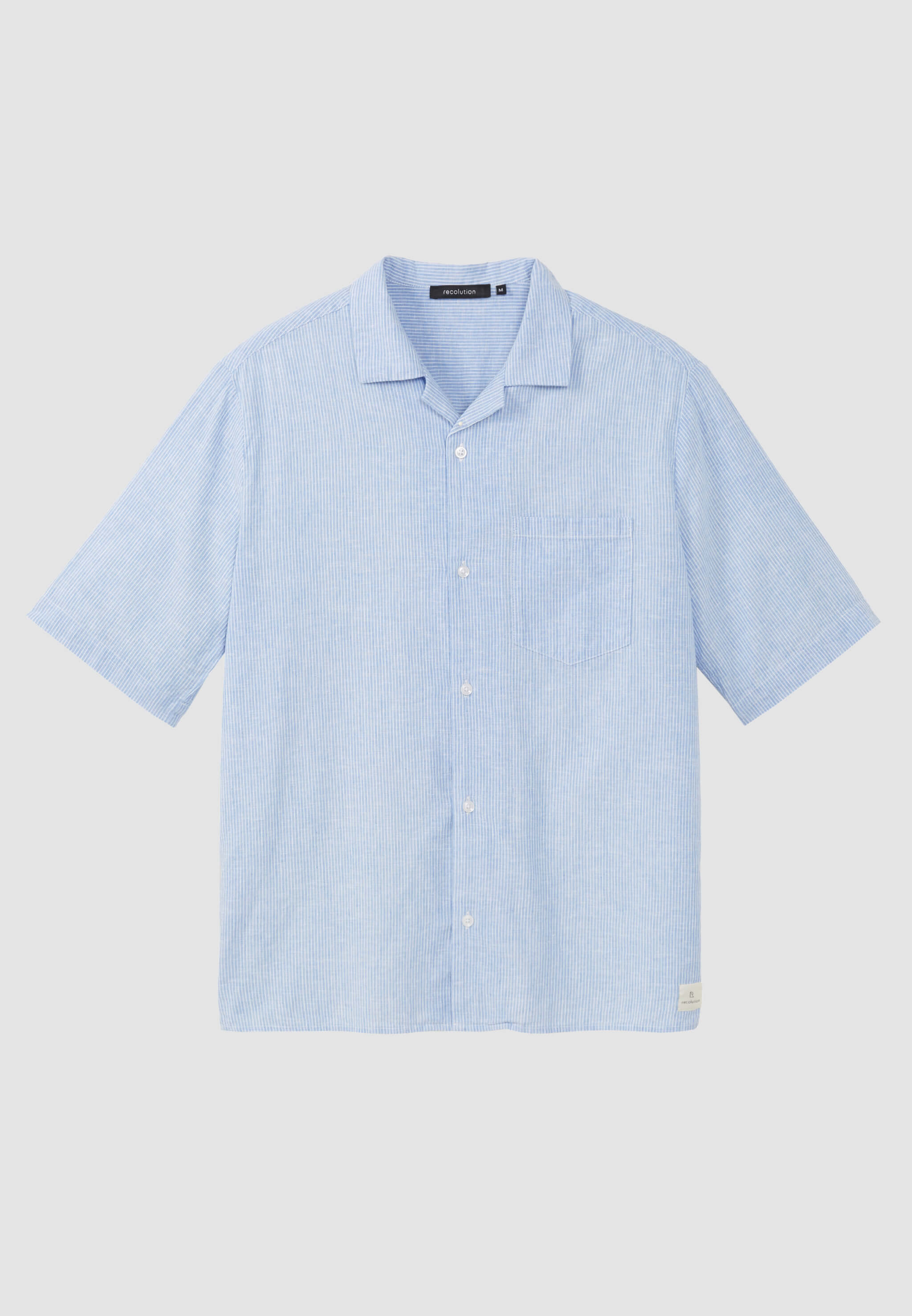 Recolution Cashew Stripes camicia lino blu a righe