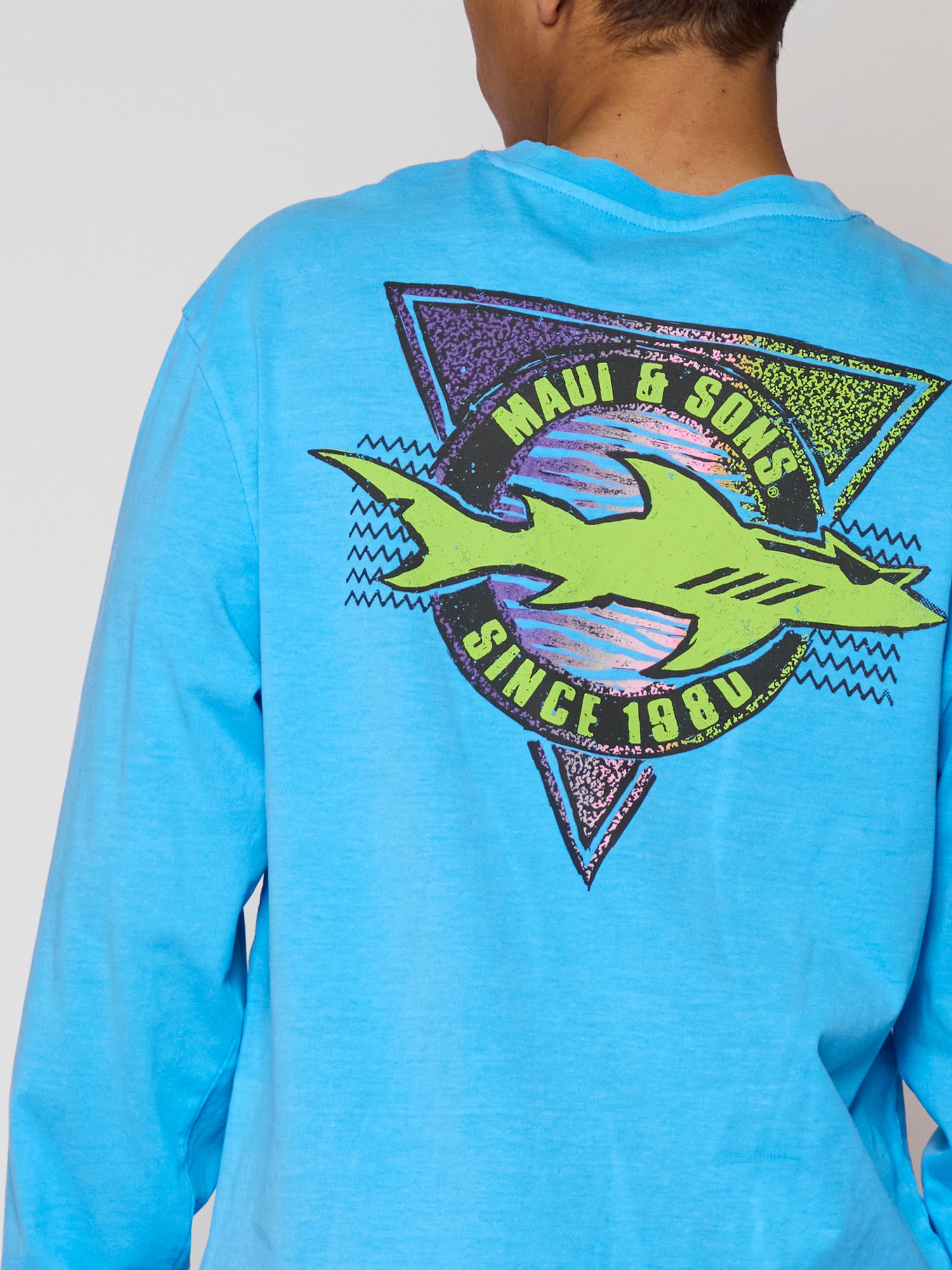 Maui and Sons Out Angled maglia maniche lunghe uomo blu in cotone
