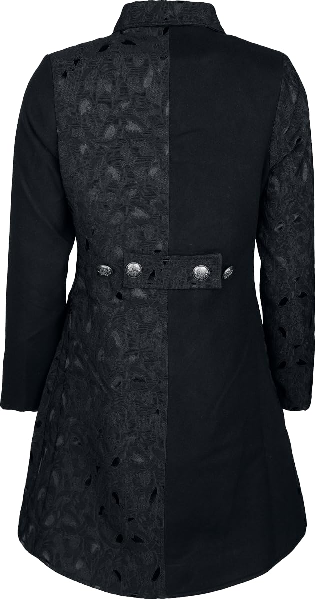 Gothicana by EMP cappotto donna nero fodera rossa broccato