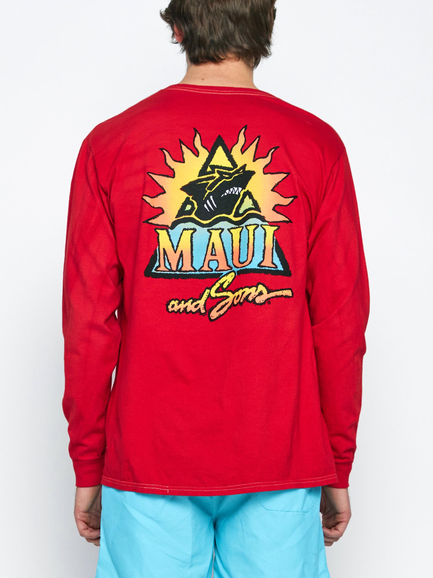 Maui and Sons Bright Shark maglia manica lunga rossa cotone