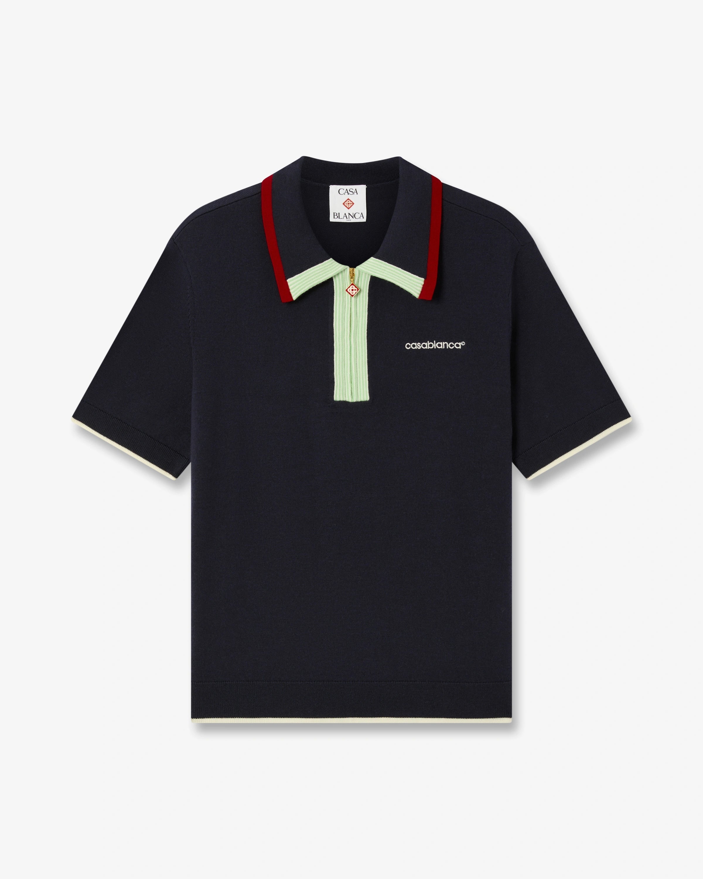 Casablanca Merino polo uomo blu navy lana