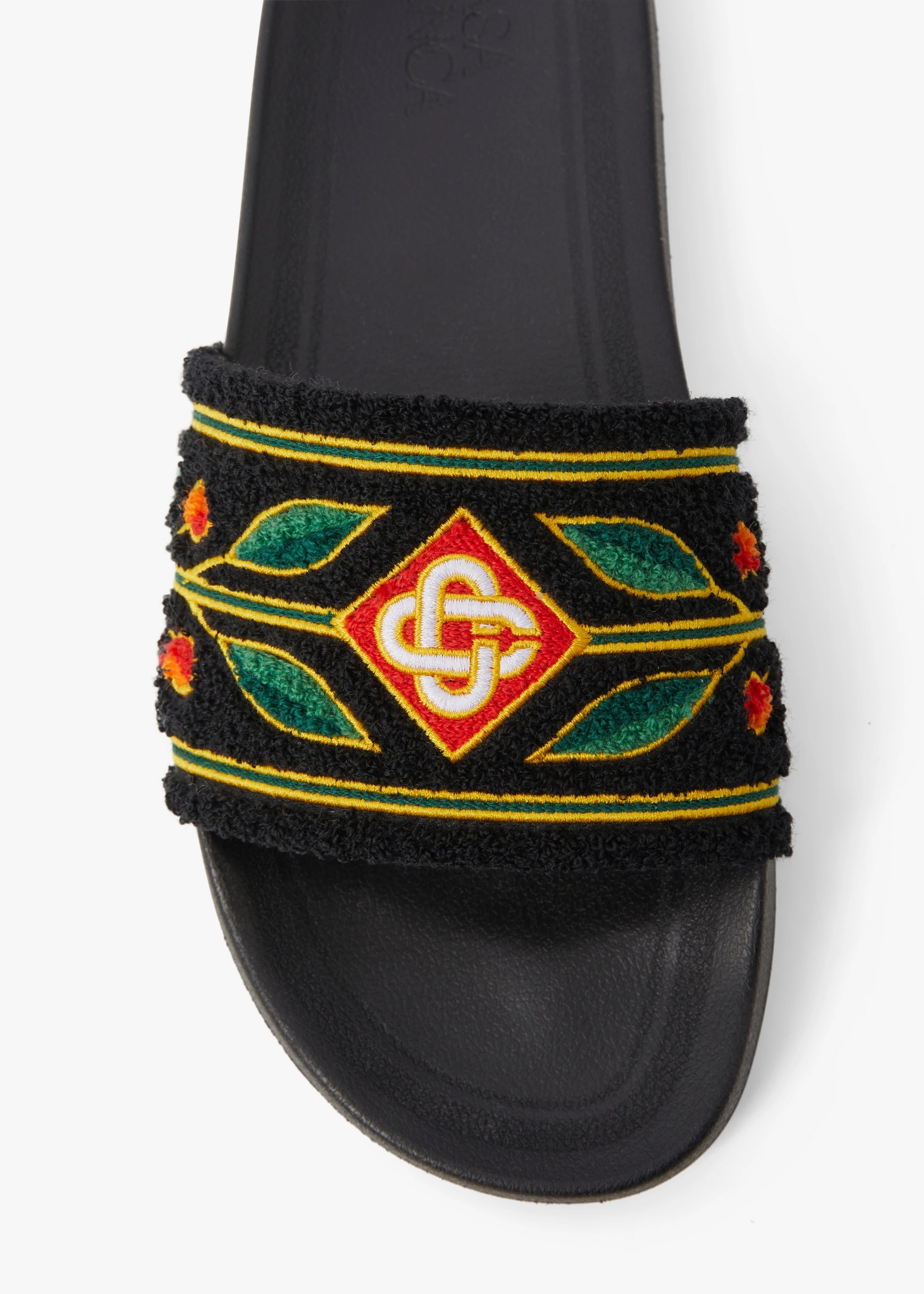 Casablanca Embroidered Terry ciabatte nere ricamo laurel