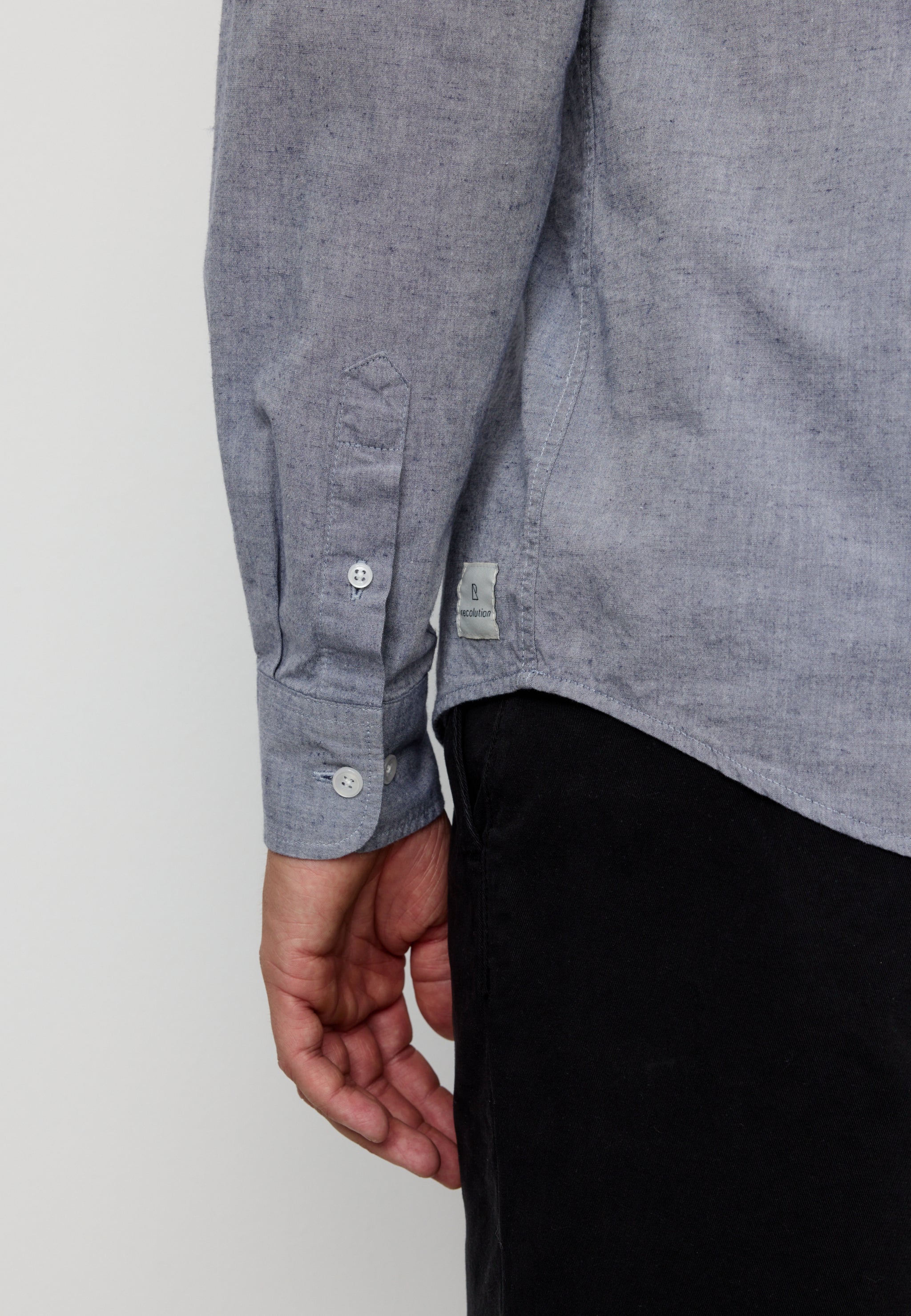 Recolution Corn camicia uomo blue cotone bio e lino