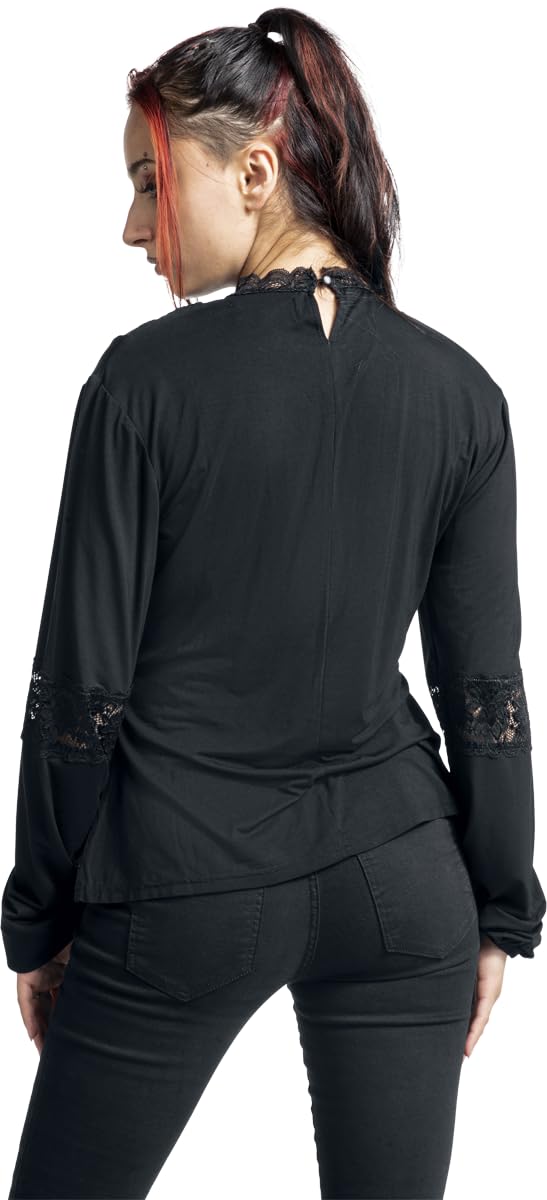 Gothicana by EMP maglia nera pizzo taglia L maniche lunghe