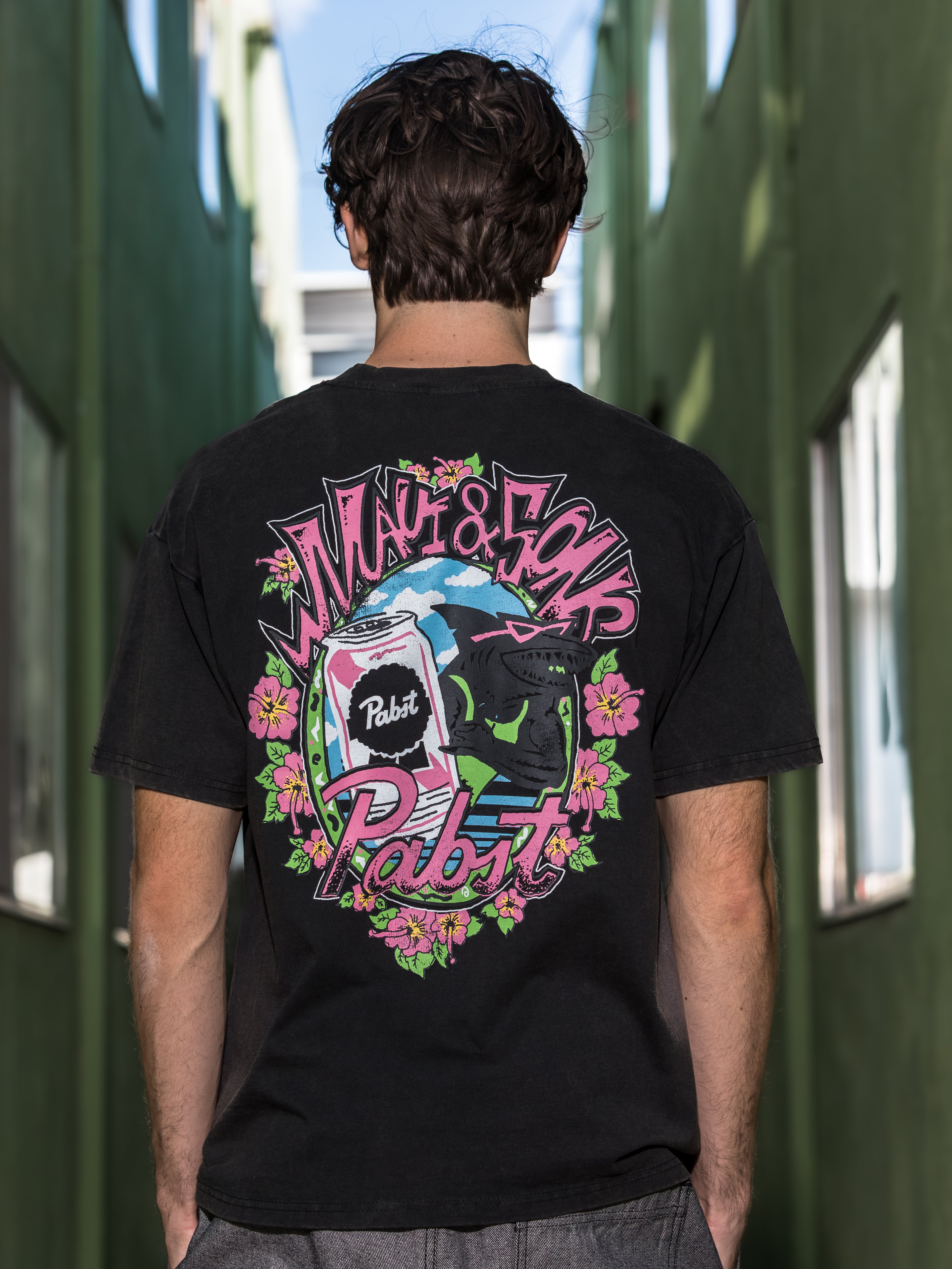 Maui and Sons Pabst Shark Can maglietta nera uomo