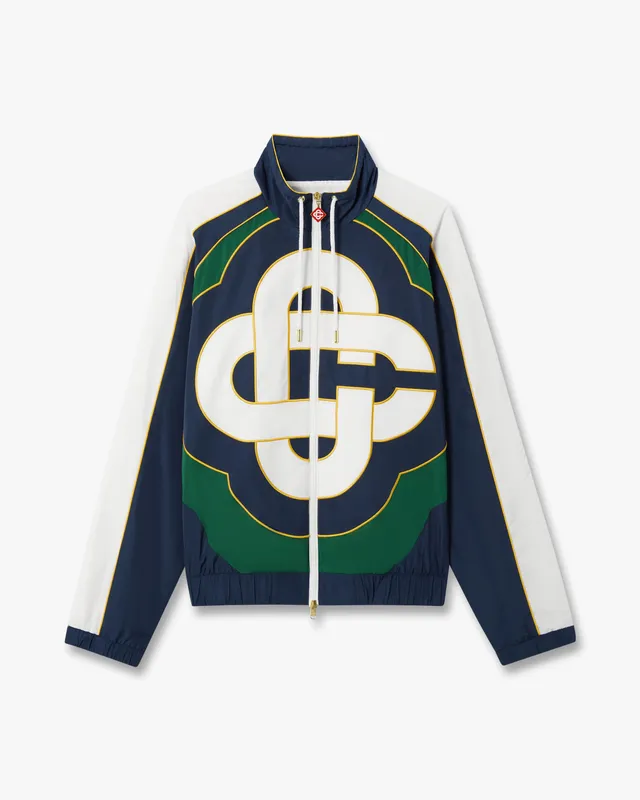 Casablanca Check Applique giacca antivento verde navy