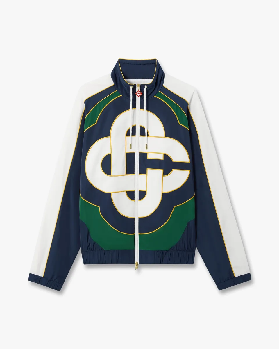 Casablanca Check Applique giacca antivento verde navy