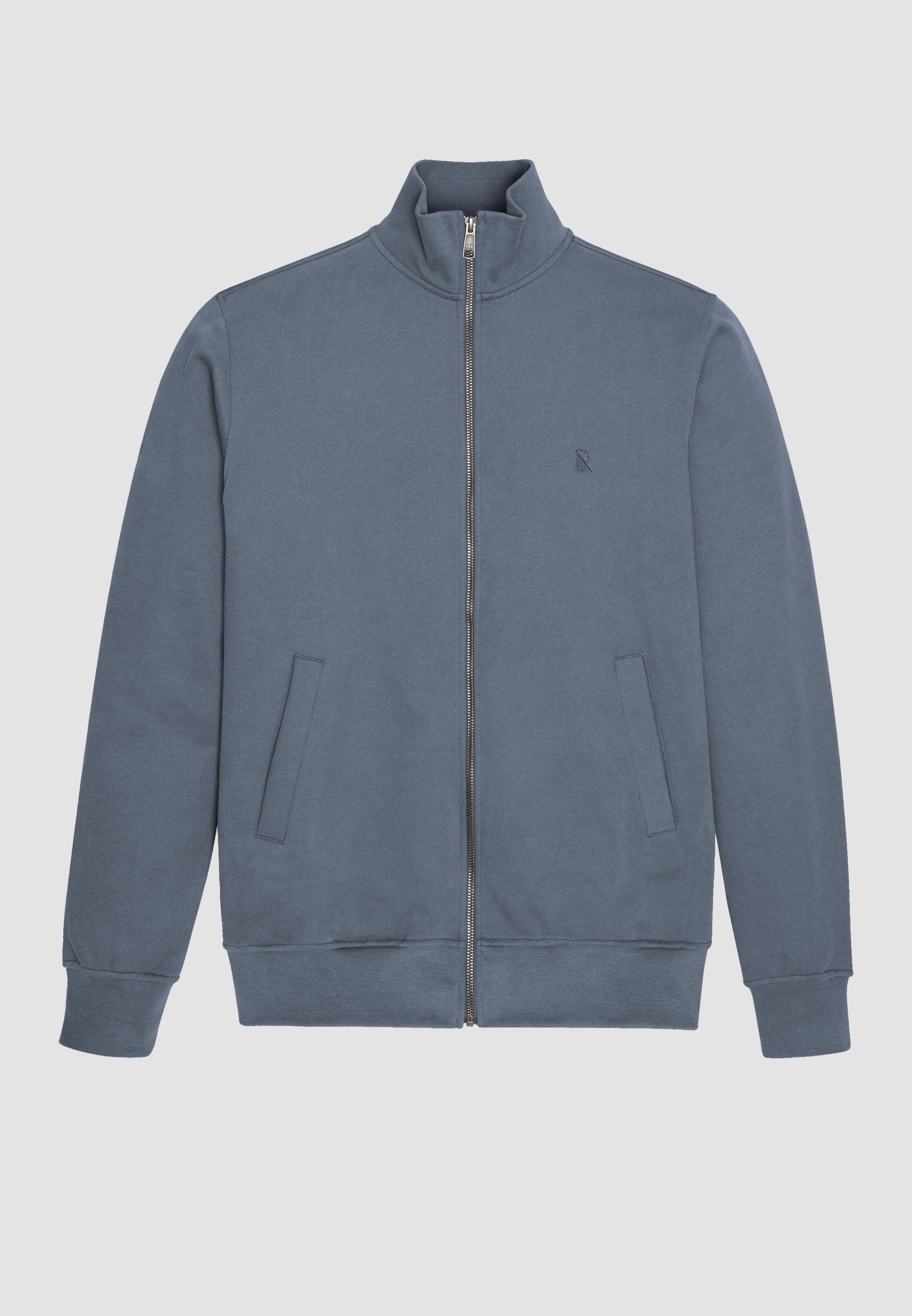Recolution Camphor felpa zip uomo azzurra cotone bio