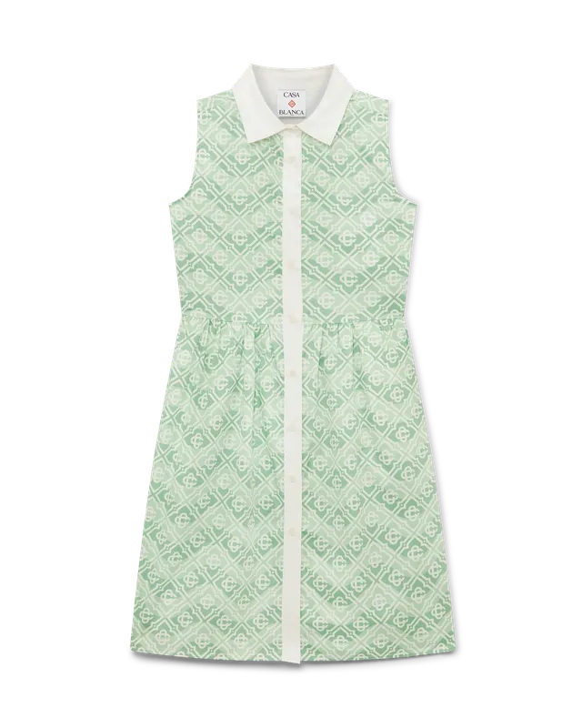 Casablanca Children's Wavy Monogram Dress vestito bimba verde
