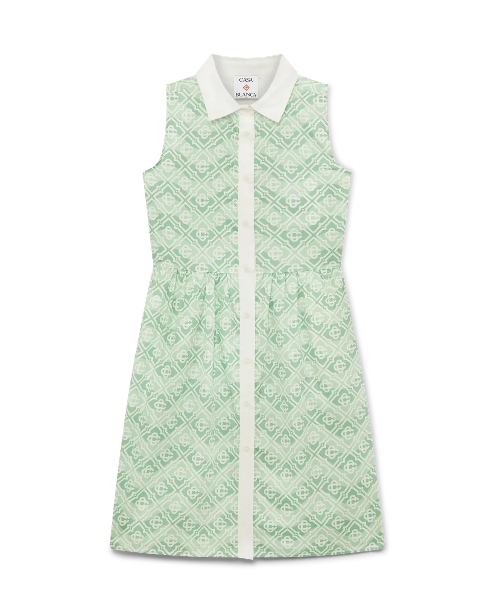 Casablanca Children's Wavy Monogram Dress vestito bimba verde