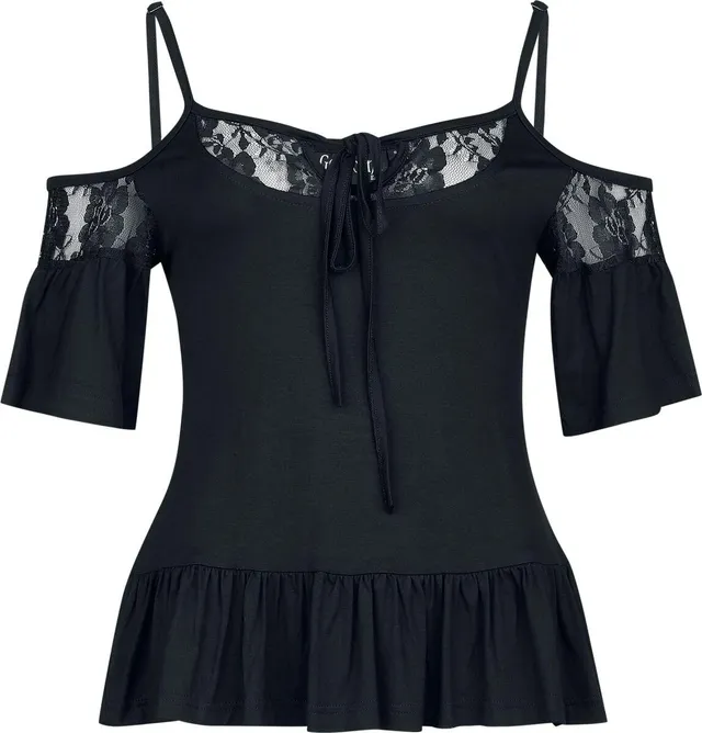 Gothicana by EMP t-shirt donna nera spalle scoperte