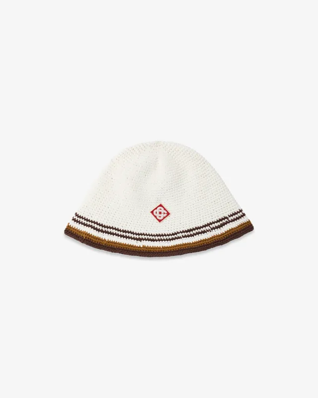 Casablanca Stripe Crochet cappello bucket bianco marrone