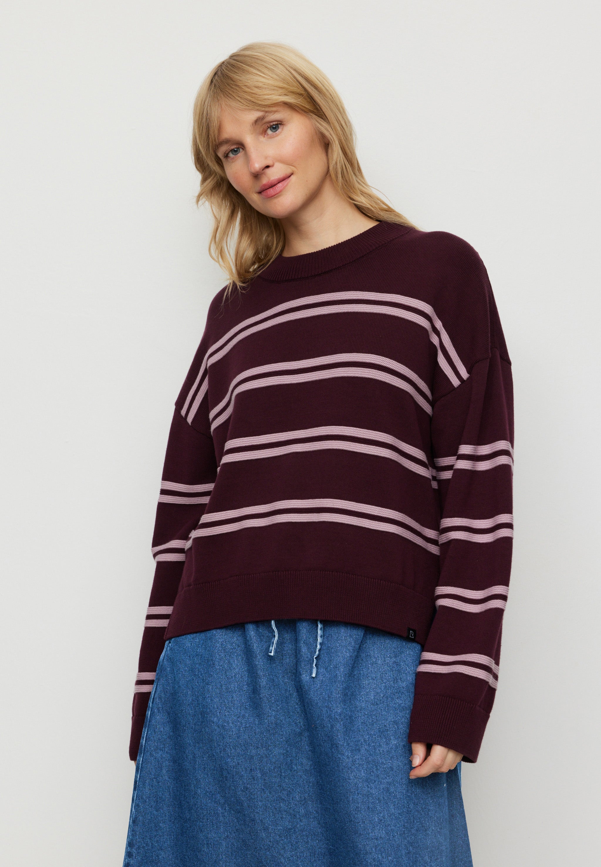 Recolution Gingko Stripes pullover prugna cotone bio