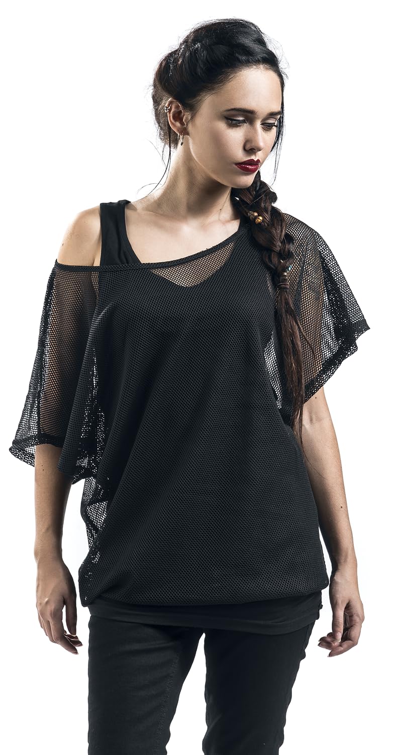Gothicana by EMP t-shirt nera rete doppio strato S