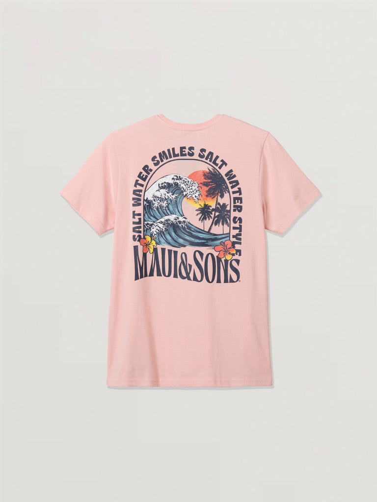 Maui and Sons Salty Smiles Ladies Boyfriend Tee maglietta rosa