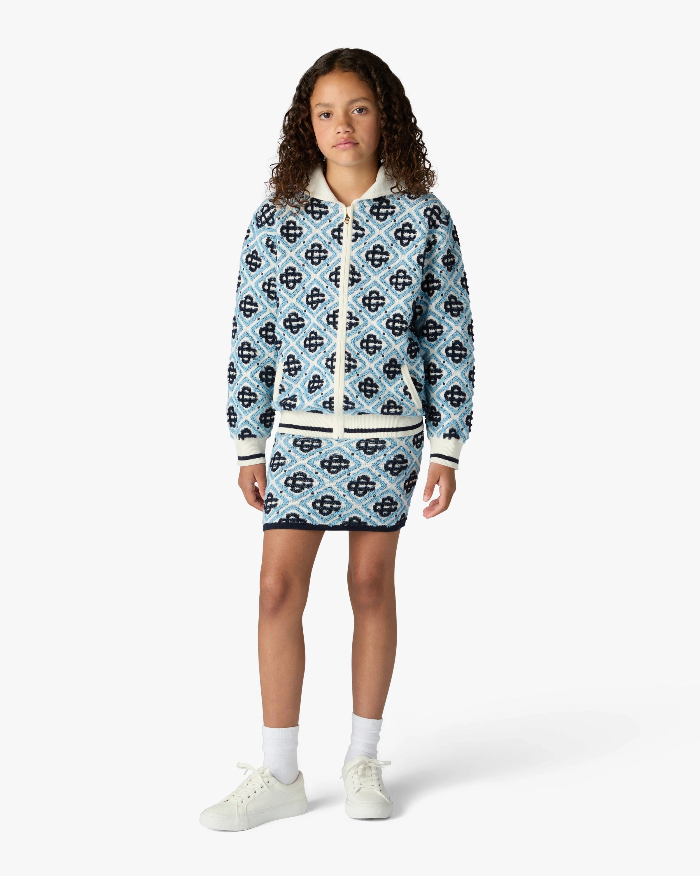 Casablanca Monogram Felpa Zip Bambino Blu cotone