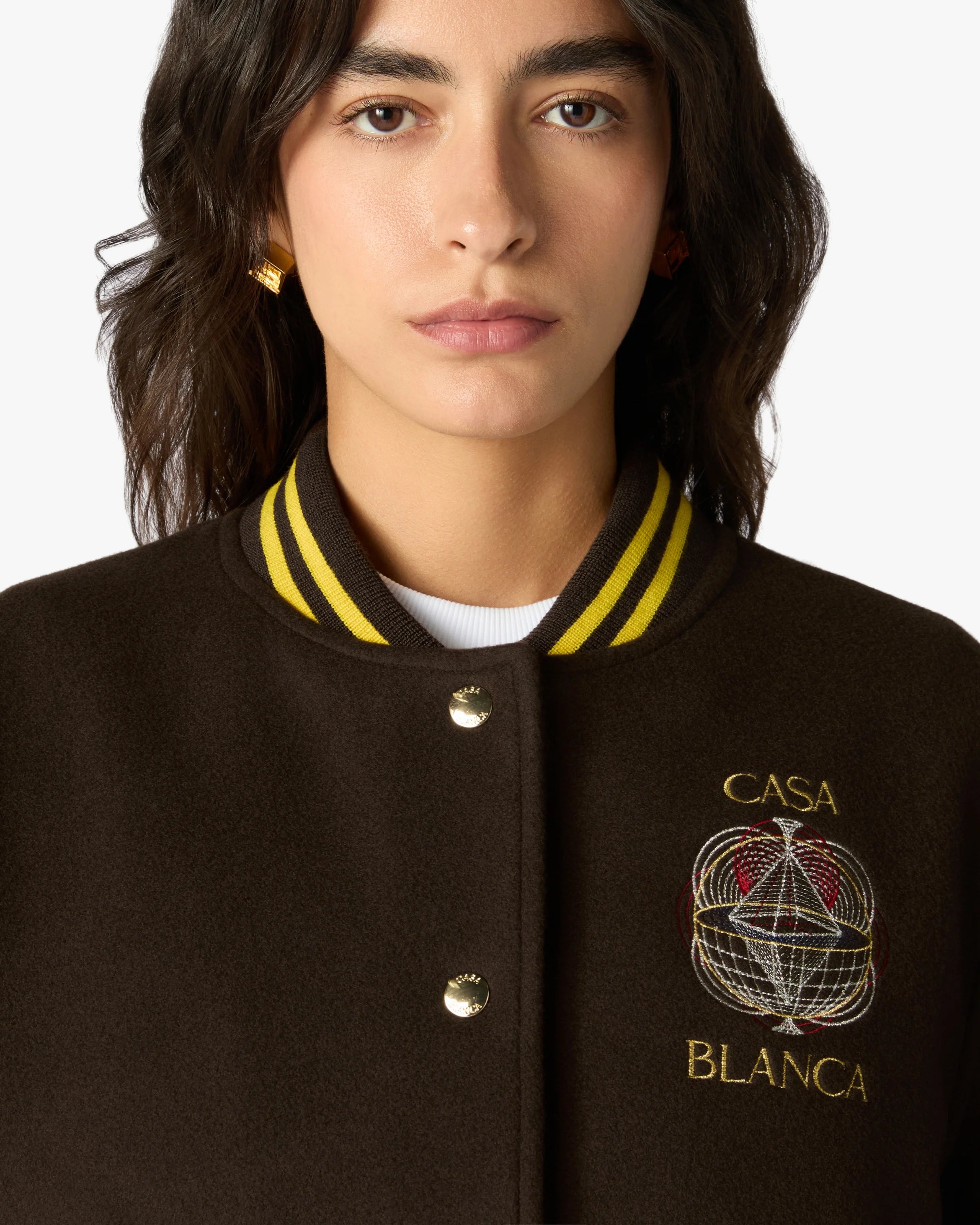 Casablanca Celestial Pyramid Giacca Varsity Marrone Lana