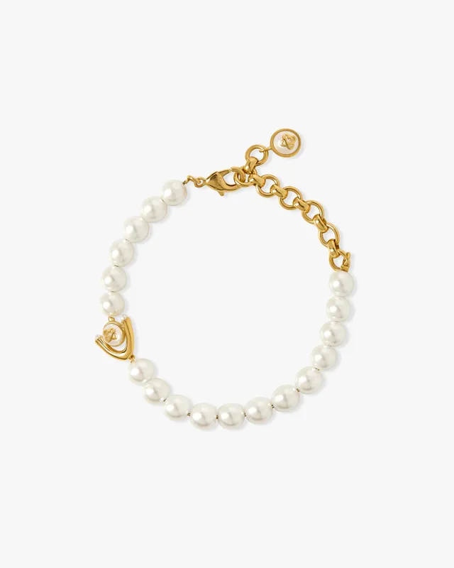 Casablanca Lotus bracciale oro bianco perle regolabile