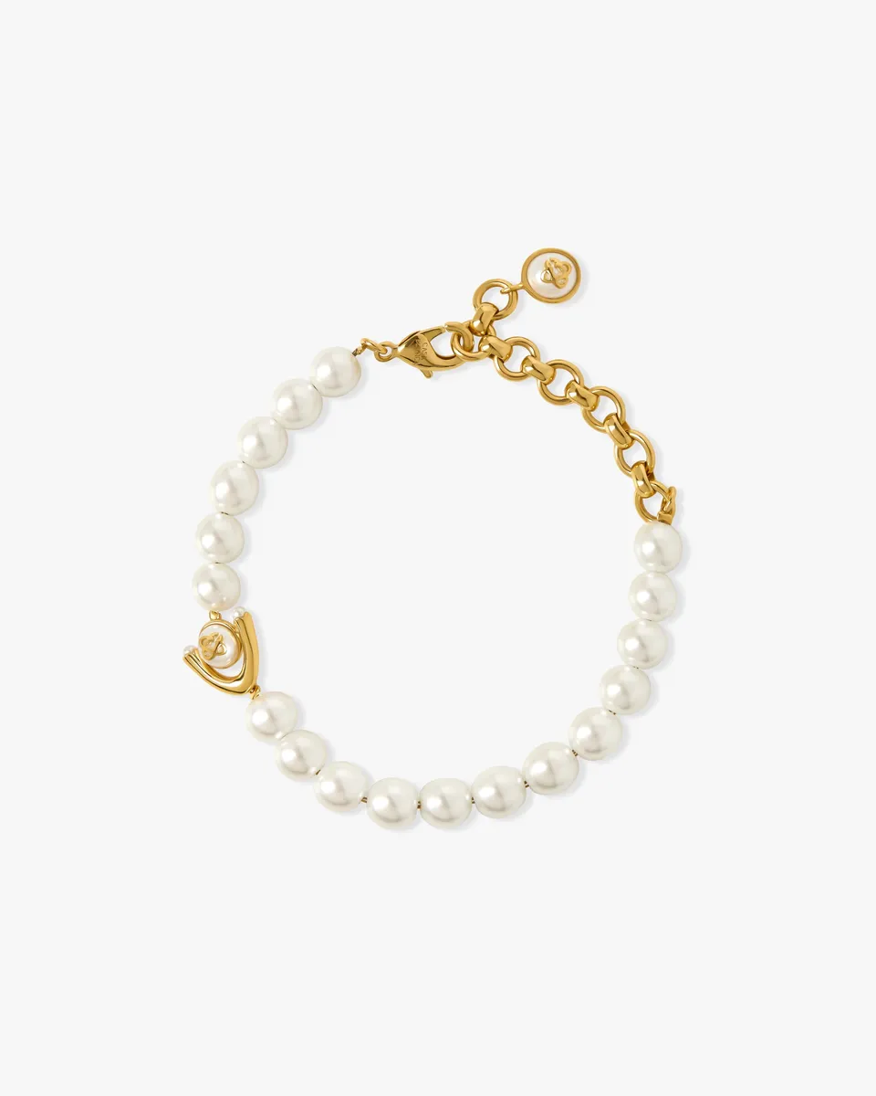 Casablanca Lotus bracciale oro bianco perle regolabile