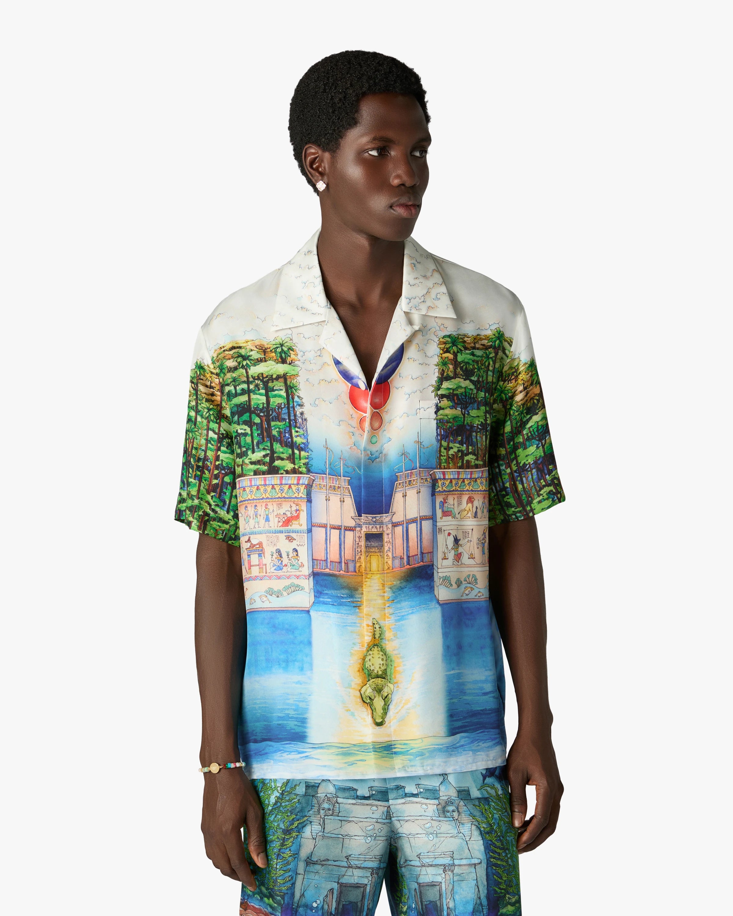 Casablanca Trompe L'Oeil camicia seta multicolore