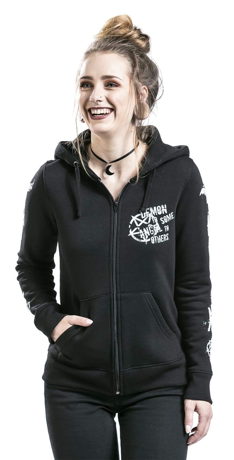 Gothicana by EMP giacca con cappuccio nera stampa taglia M