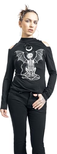 Gothicana by EMP Maglia Nera Spalle Scoperte Maniche Lunghe donna
