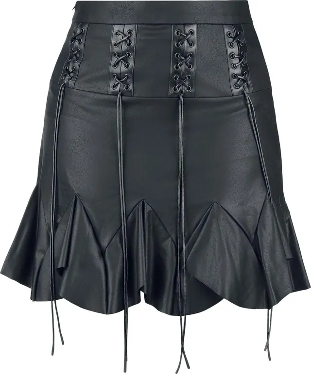 Gothicana by EMP minigonna L nera similpelle lacci