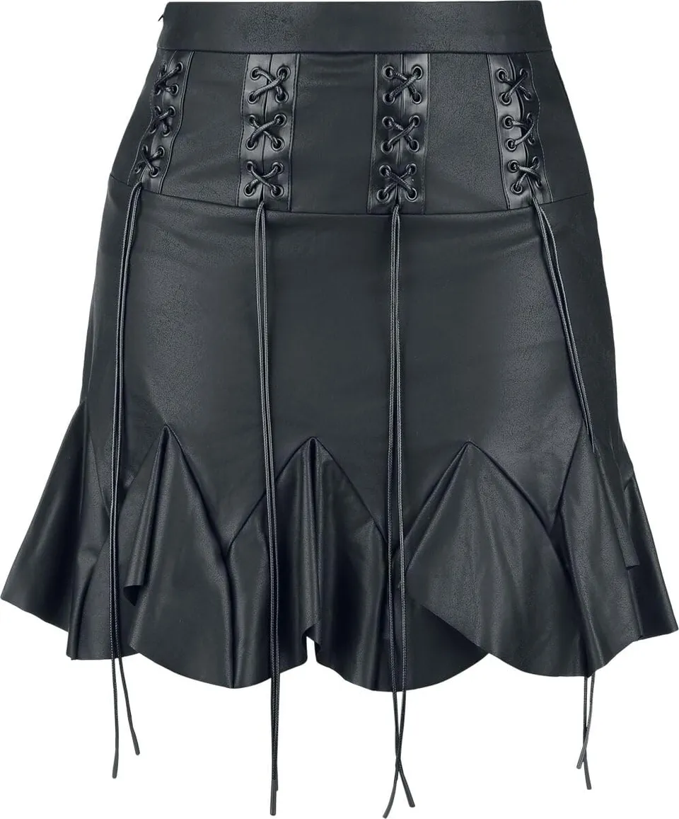 Gothicana by EMP minigonna L nera similpelle lacci