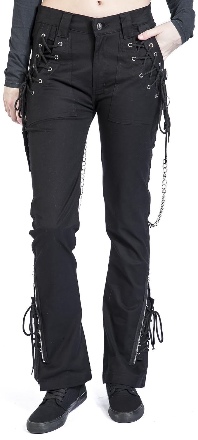 Gothicana by EMP Pantaloni Neri Pizzo Catene 31W/32L