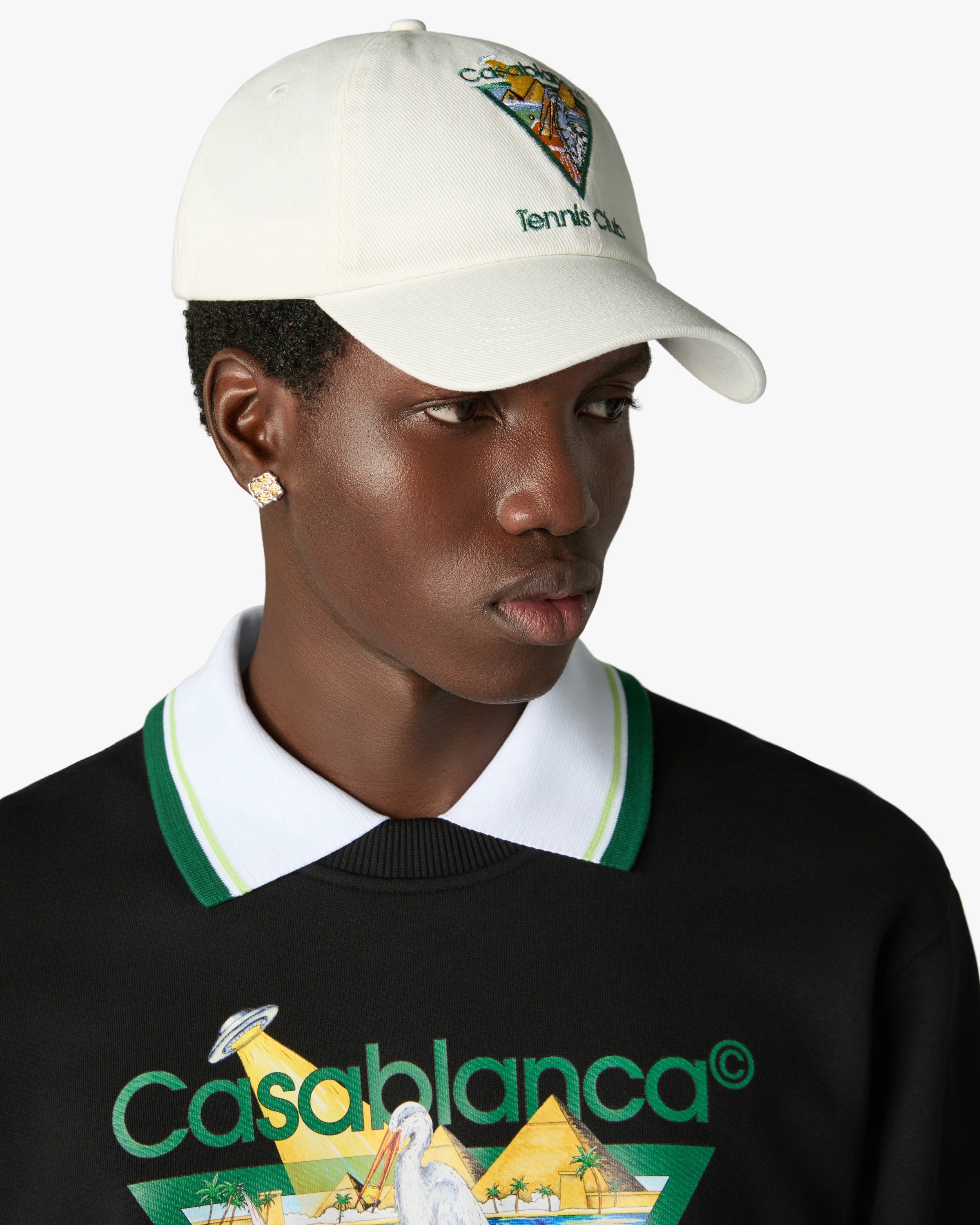 Casablanca Pyramid Abduction cappellino bianco cotone
