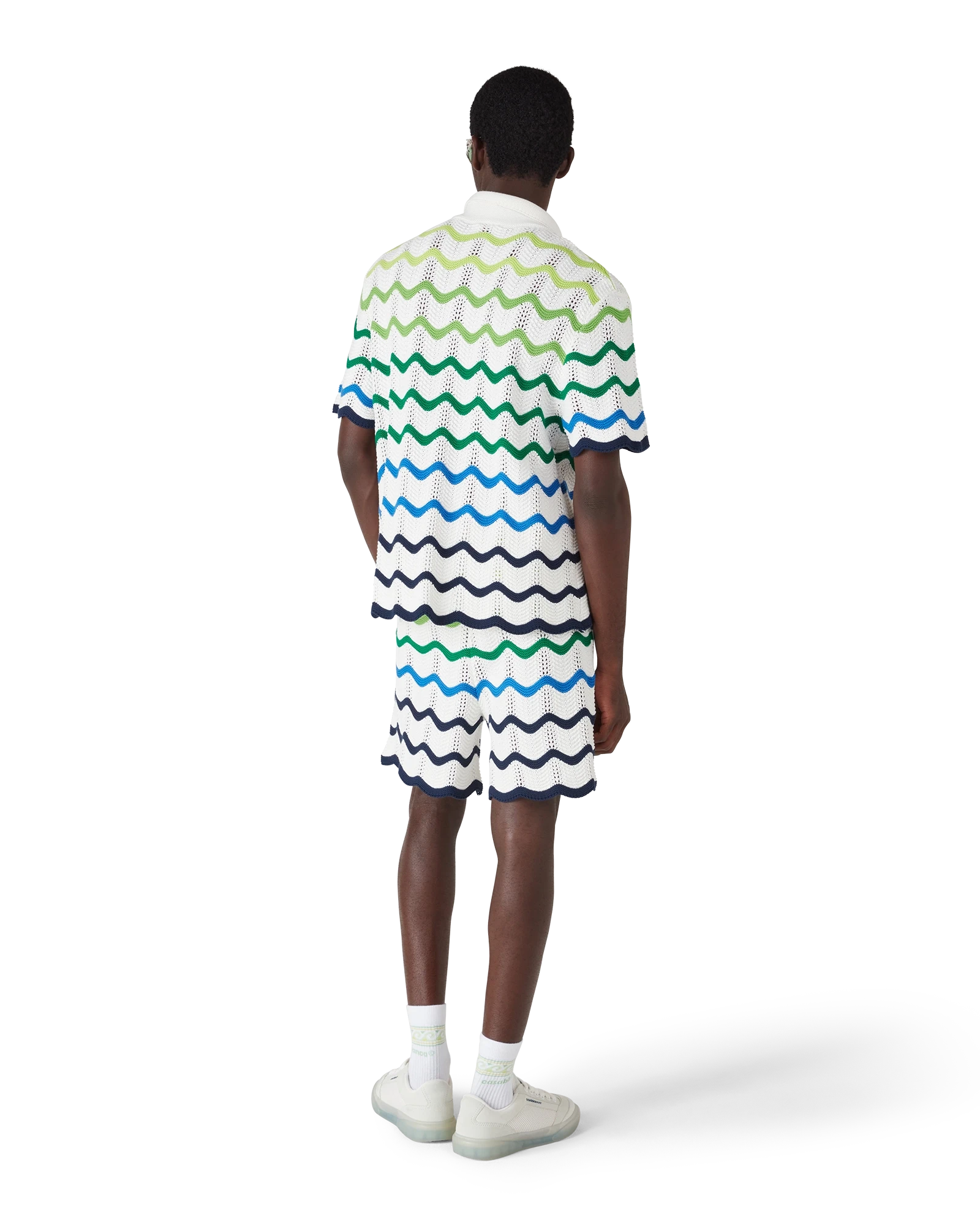 Casablanca Wave camicia crochet verde bianco