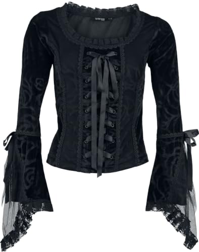 Gothicana by EMP Maglia Nera Volant Maniche Lunghe L Gotica