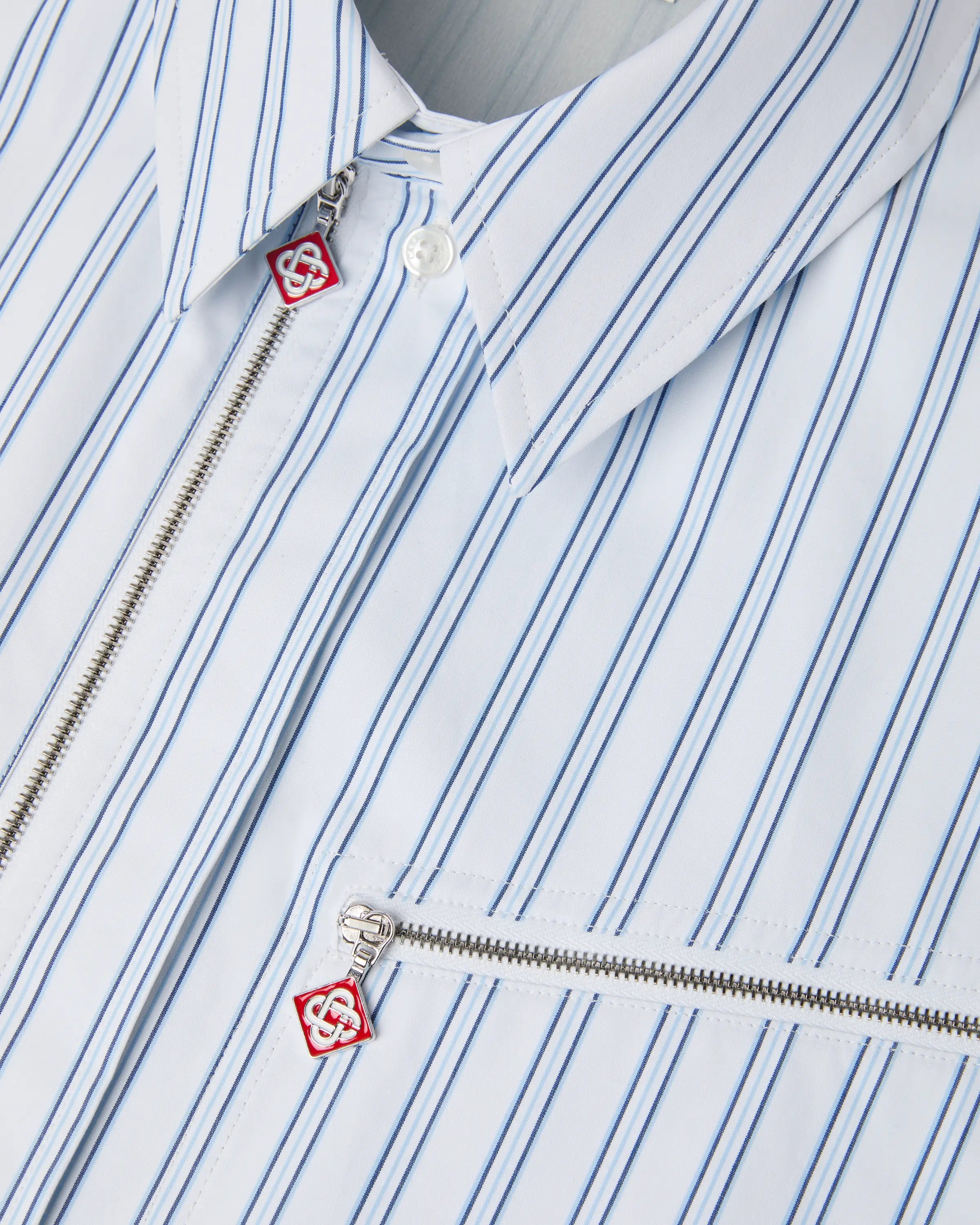 Casablanca Striped camicia uomo bianco blu zip