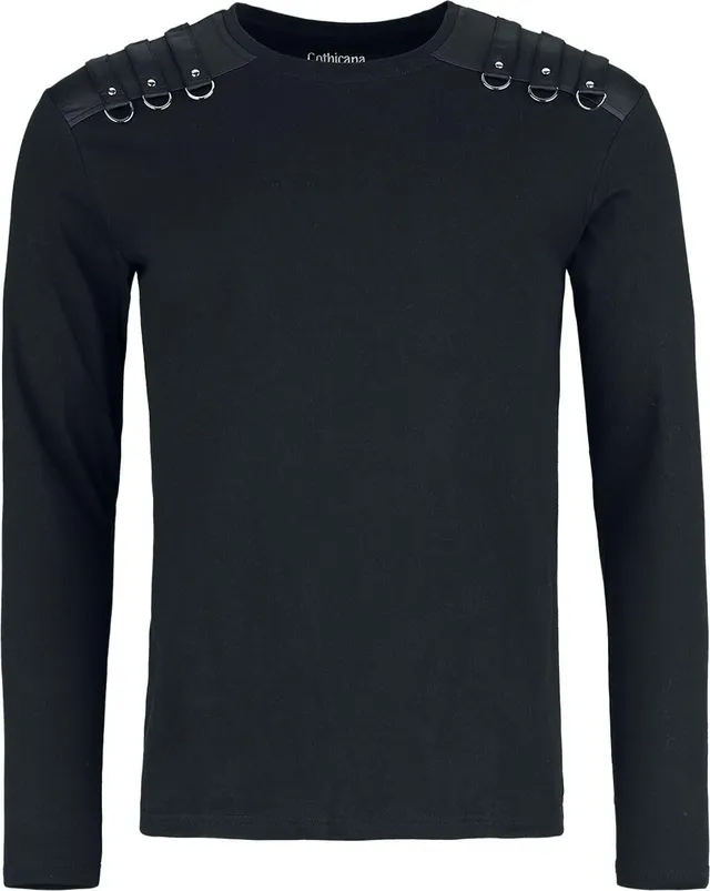 Gothicana by EMP maglia nera con anelli taglia M