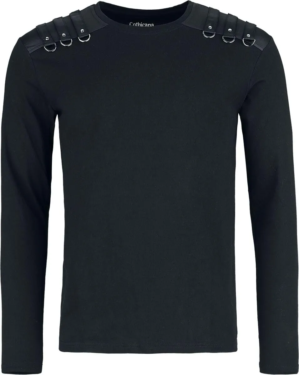 Gothicana by EMP maglia nera con anelli taglia M