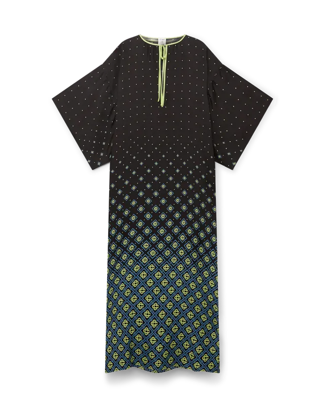 Casablanca Degrade Monogram kaftano seta nero lime