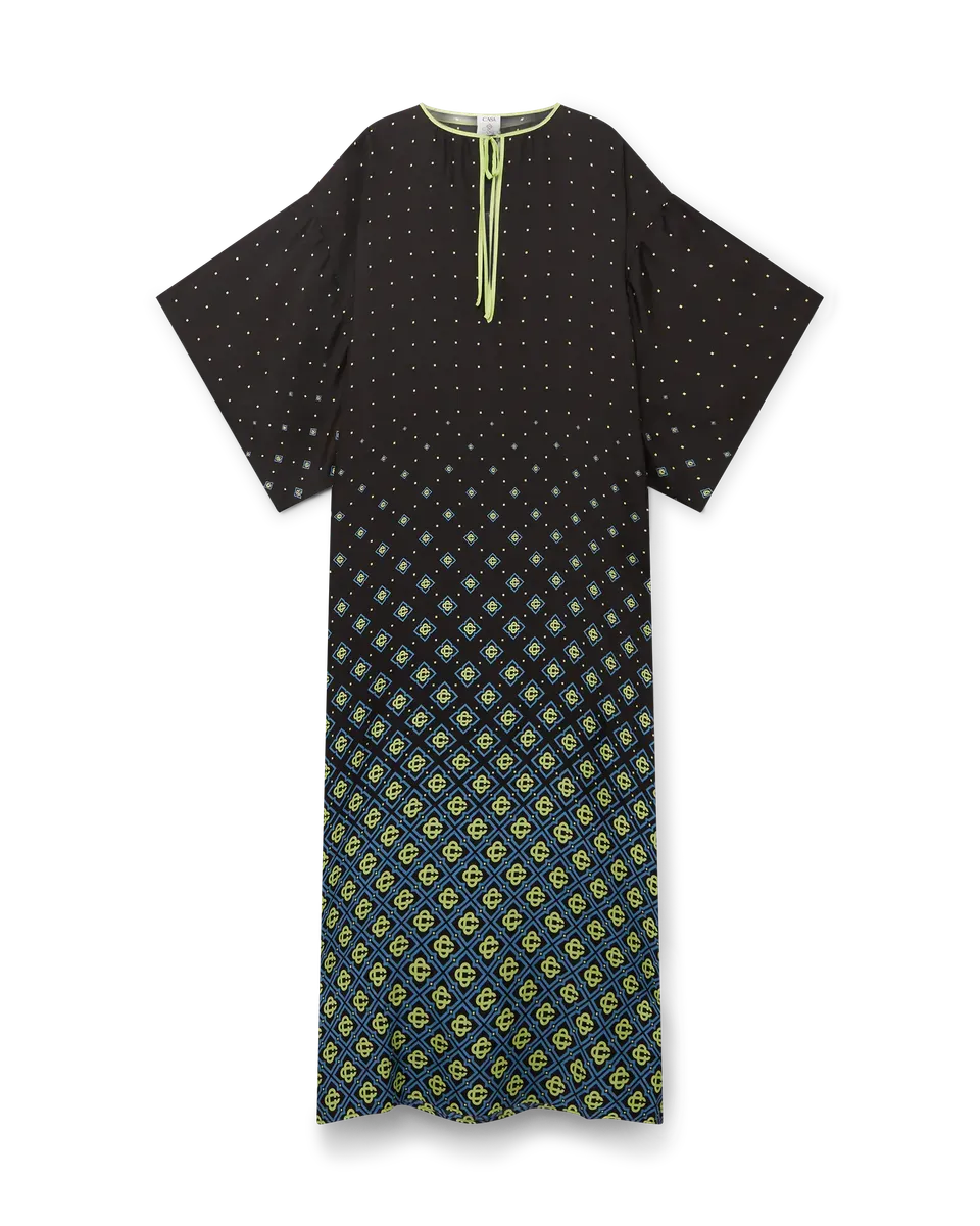 Casablanca Degrade Monogram kaftano seta nero lime