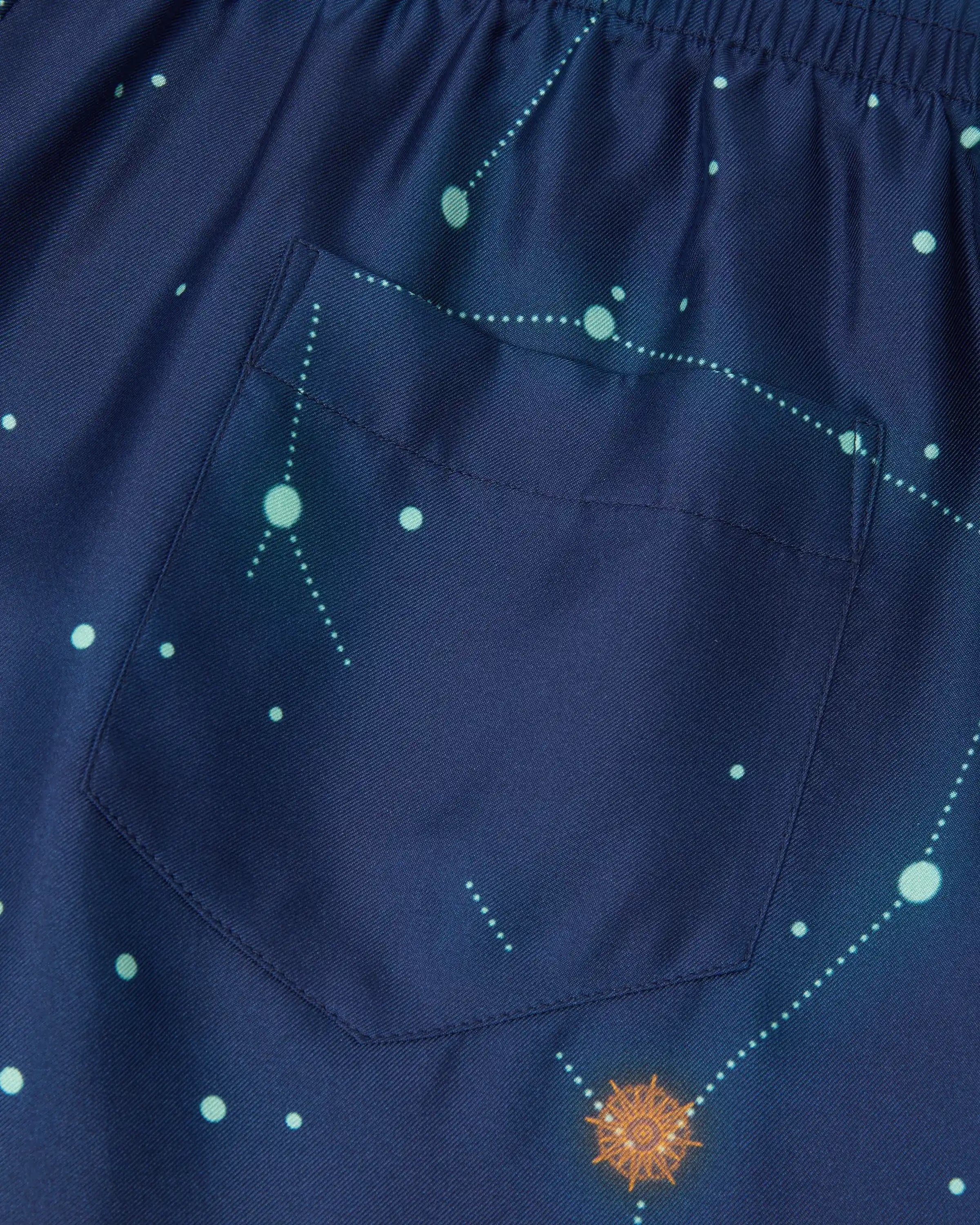 Casablanca Astrology pantaloni in seta blu gamba dritta